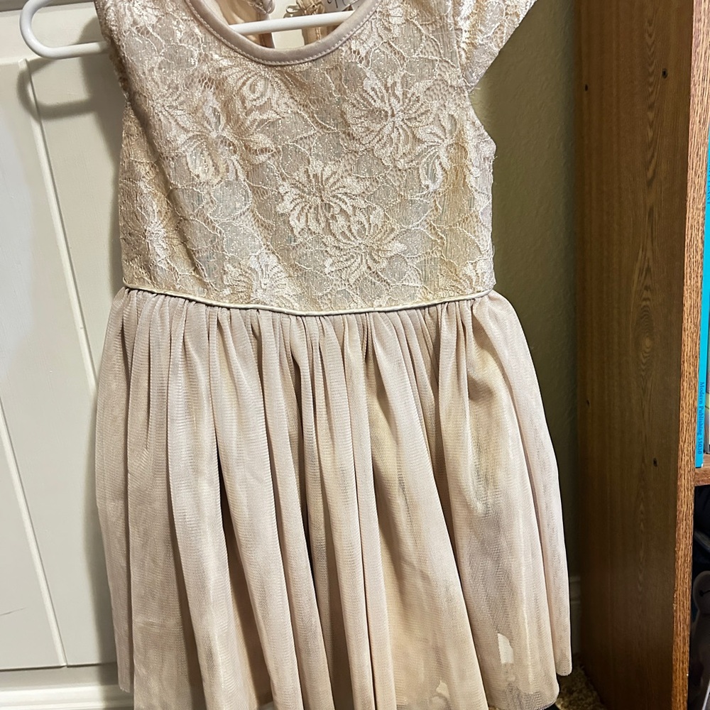 Nannette Cream Lace Bodice Tulle Skirt Dress
